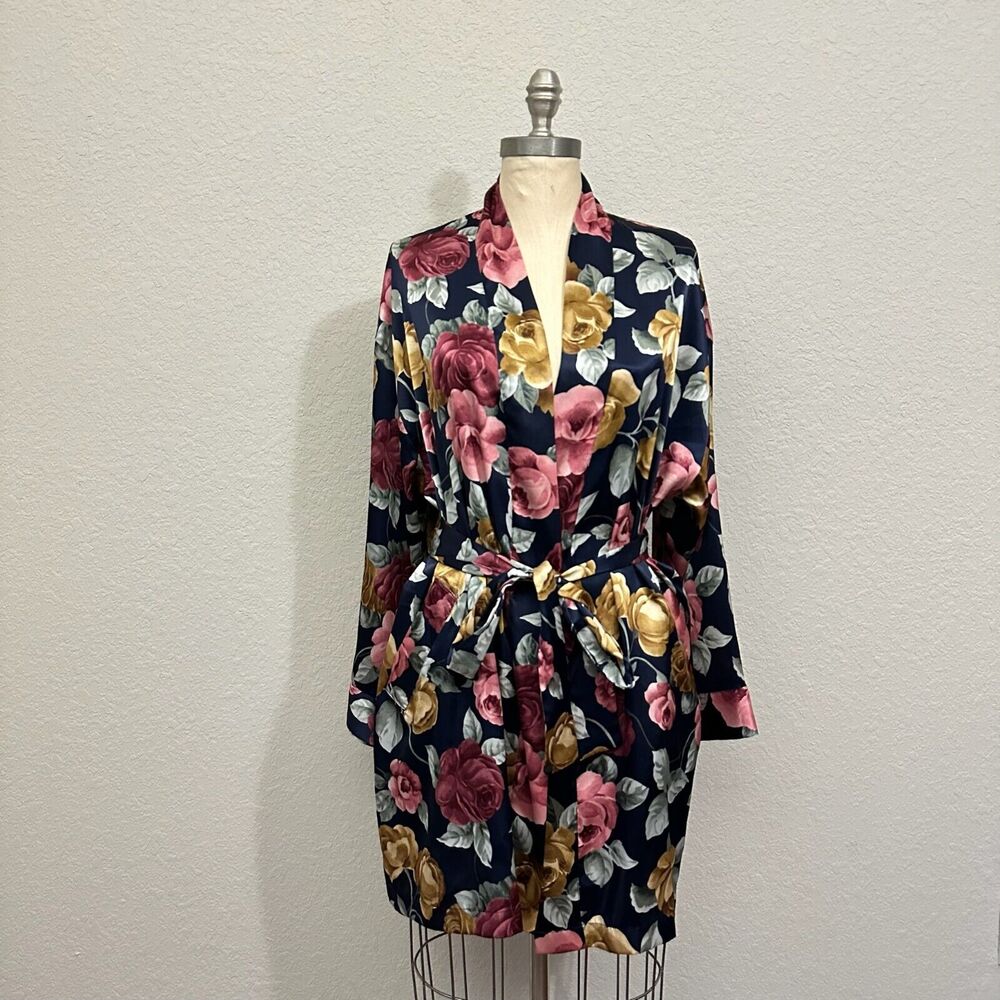 Vintage Y2K VICTORIA'S SECRET Multi Floral Print Kimono Robe w Belt